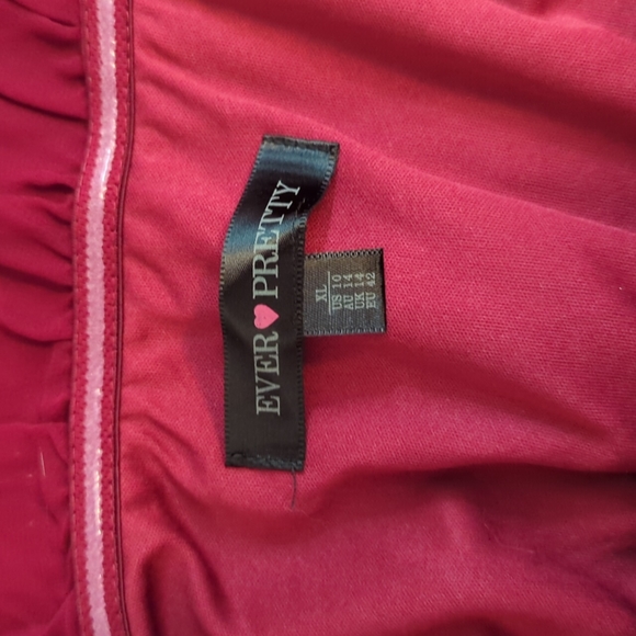 Ever Pretty flowy wine red gown front split size 10 - Picture 9 of 14